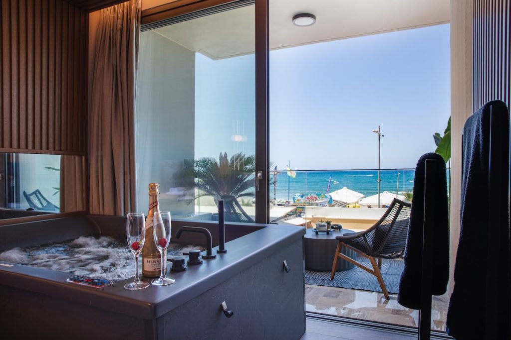 Wine and a view across the sea