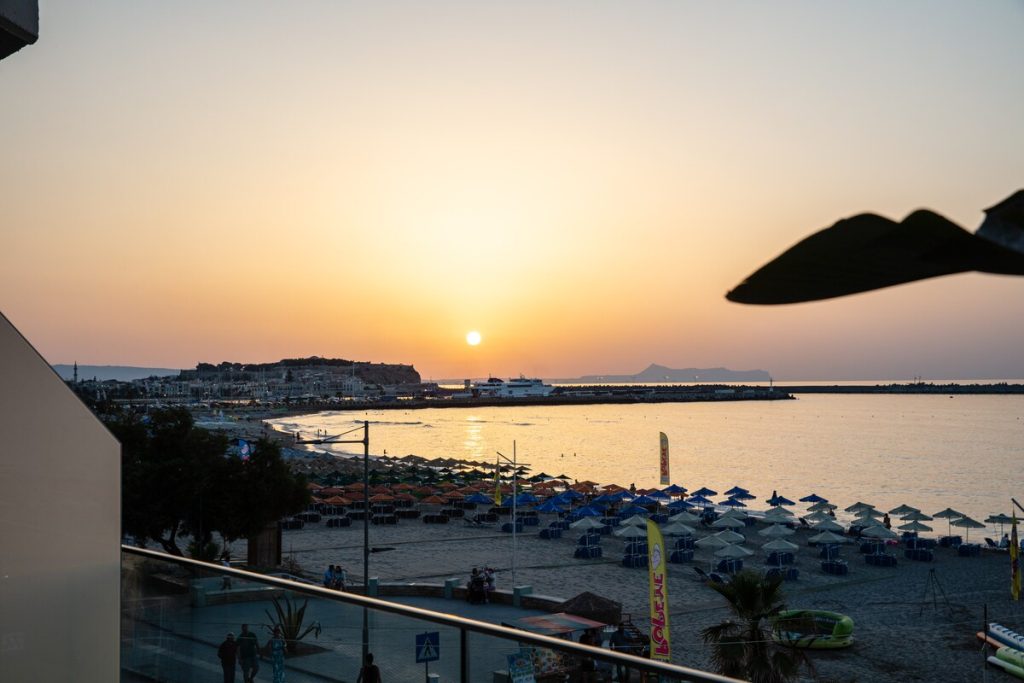 Sea view and sunset in Rethymno