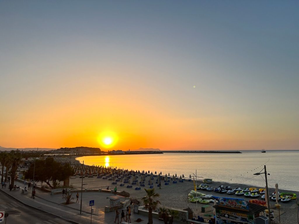 Sea view and sunset in Rethymno