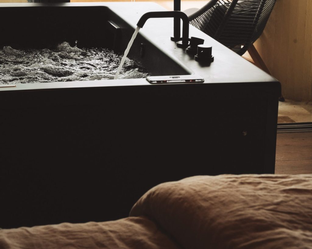 The indoor jacuzzi in the Sea View Suite